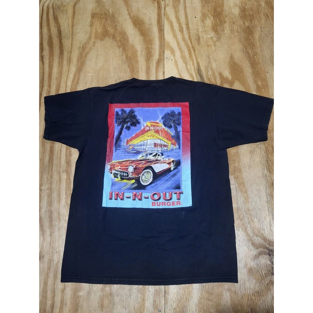 in and out burger t shirt Adult M Black Cotton ShortSleeve  @L6